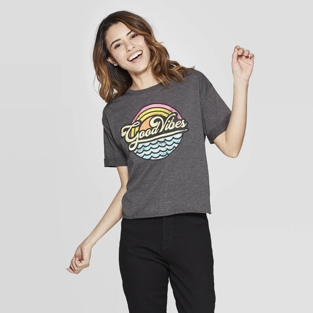 Good Vibes Graphic Tee - Gray XL